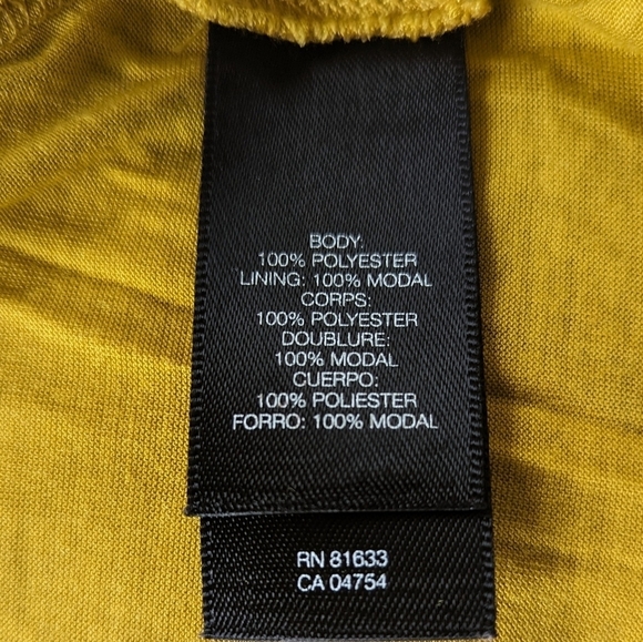 Kenneth Cole Draped Asymmetrical Blouse Sleeveless Scoop Neck Lined Mustard sz S - Picture 9 of 11